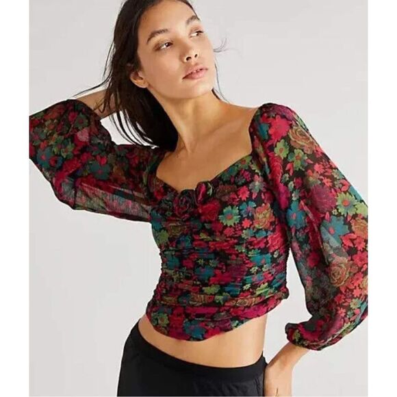 New Free People Oh Lala Floral Top Size S - Picture 1 of 6